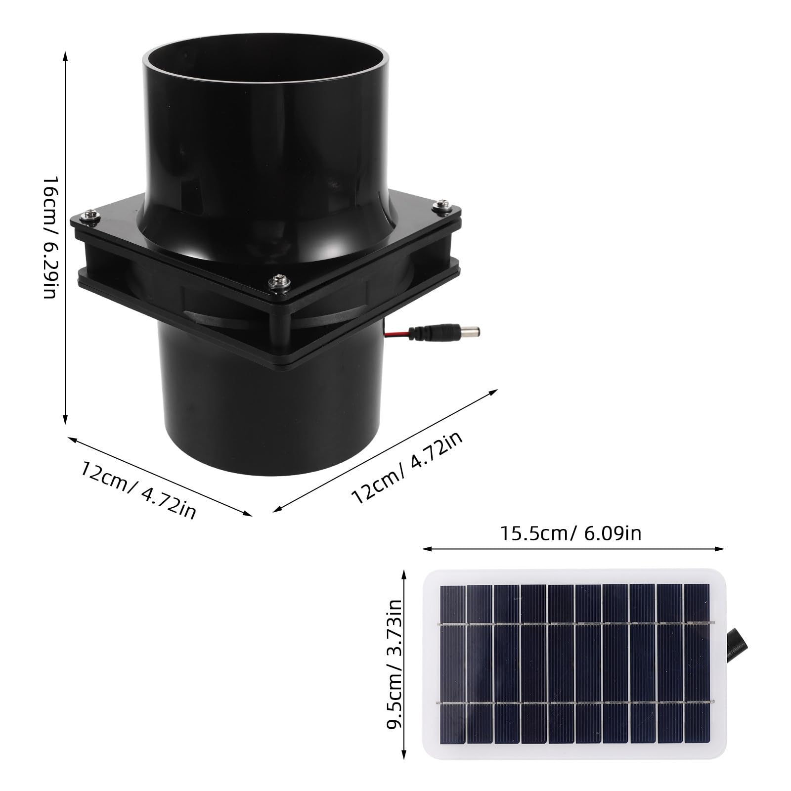 Ventilatore Estrattore Solare 10w per Canile, Ferro Nero | Ventilazione Automatica, Raffreddamento Esterno, Montaggio Semplice, Circolazione Aria, Uso in Ricoveri Animali
