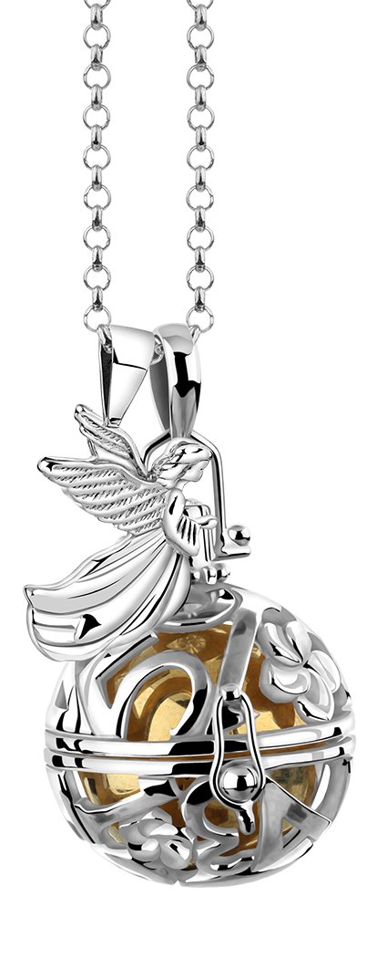 Nenalina EFS-040 - Collar de 80 cm con llamador de ángeles, incluye bola y alas de ángel, colgante de plata de ley 925