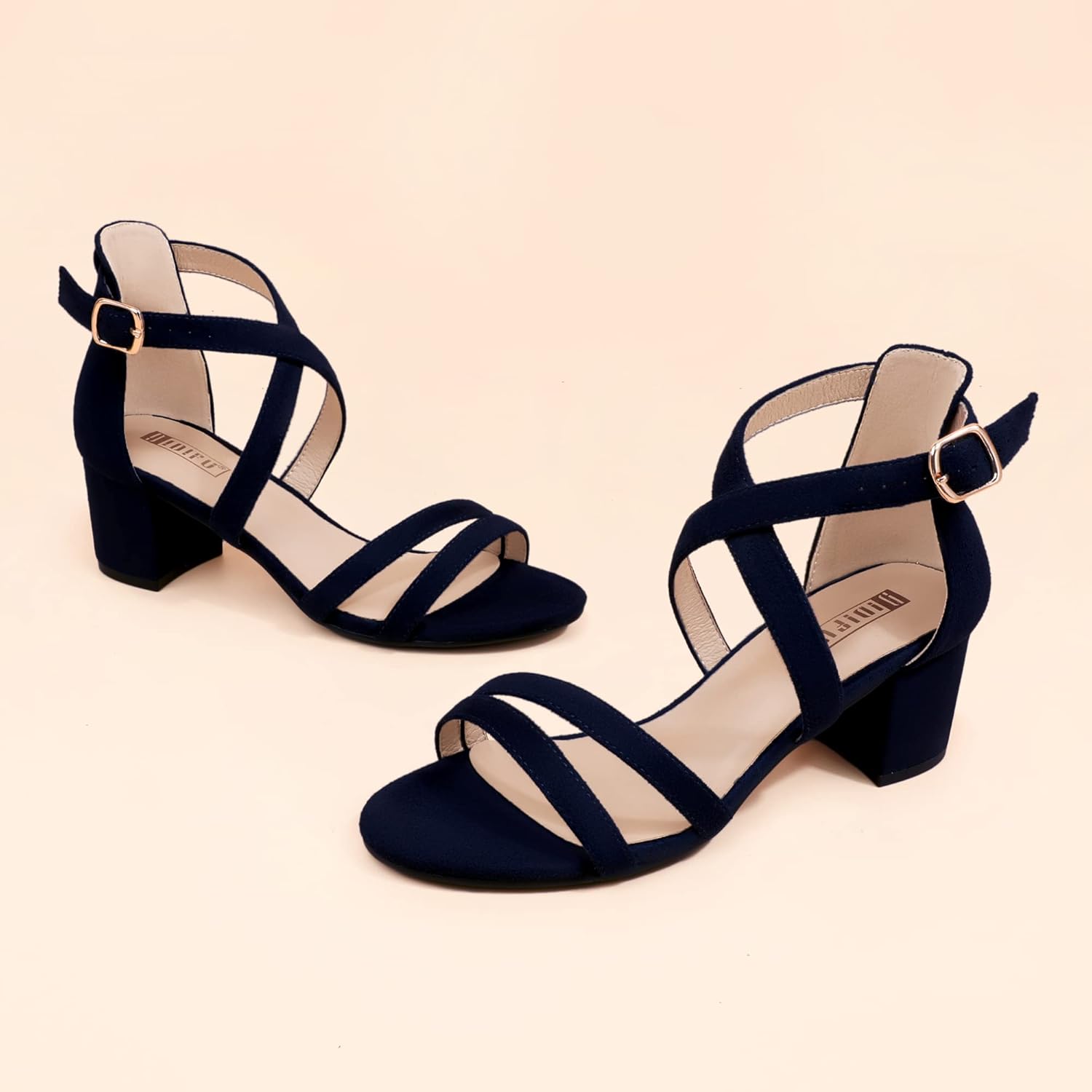 IDIFU Women's Block Low Chunky Heel Strappy Sandals Open Toe Ankle Strap Dress Wedding Evening Shoe for Women Bridal - Image 4