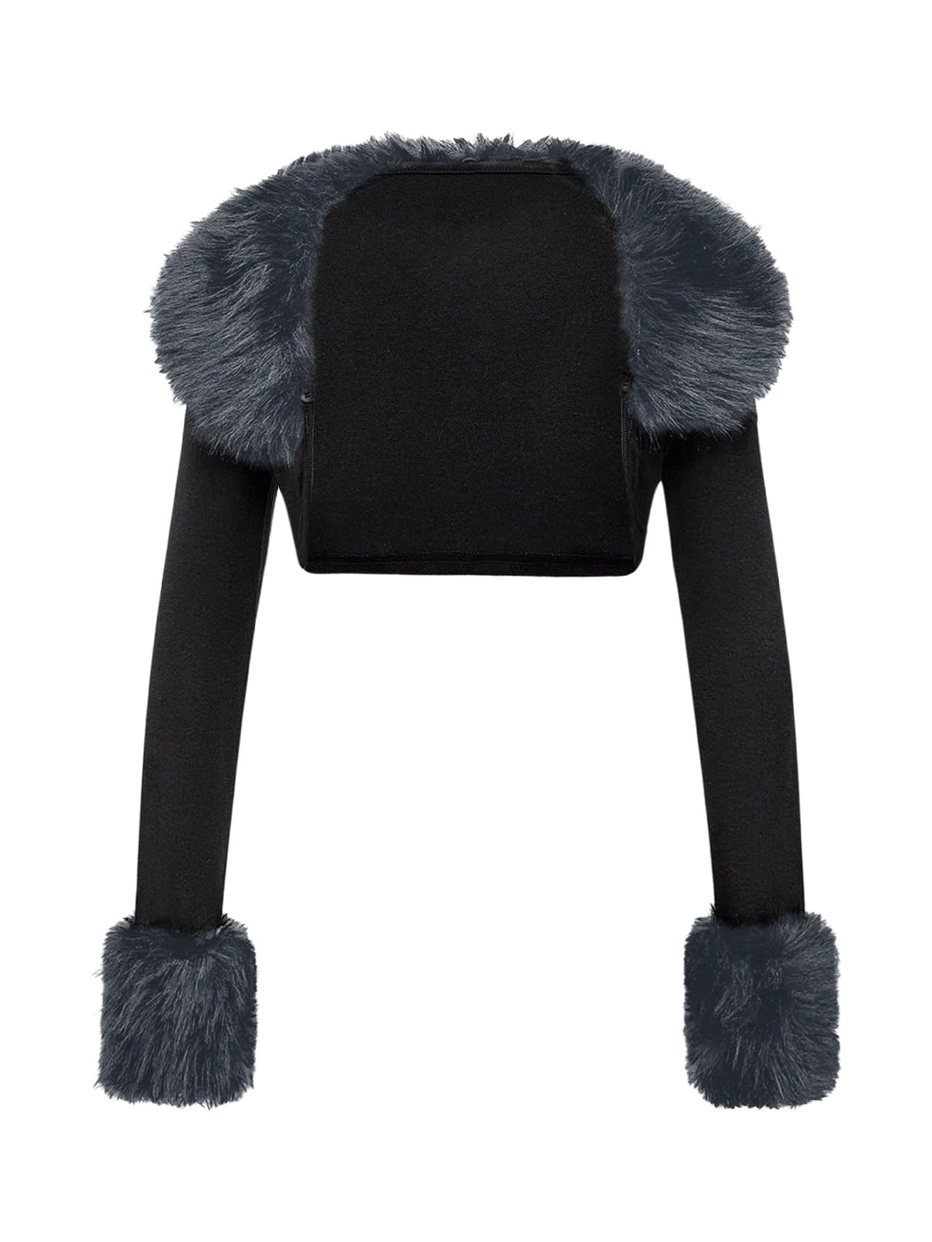 Milumia Womens Y2k Fuzzy Bolero Shrug Open Front Long Sleeve Cropped Cardigan Jackets