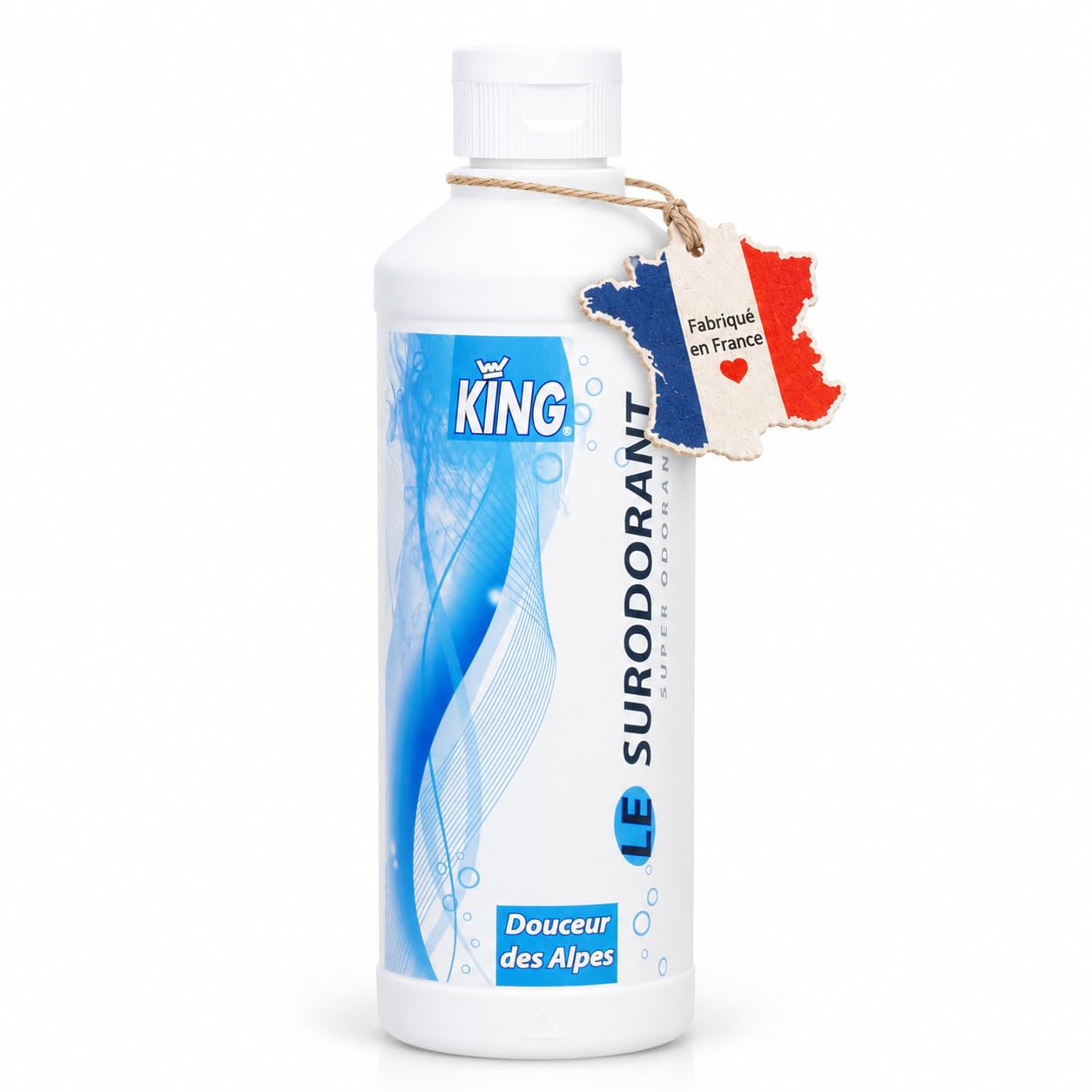 KING Surodorant Douceur des Alpes 500 Ml | Concentré – pur ou dilué – sans rinçage – odeur rémanente plusieurs heures – WC sanitaires poubelles espaces collectifs