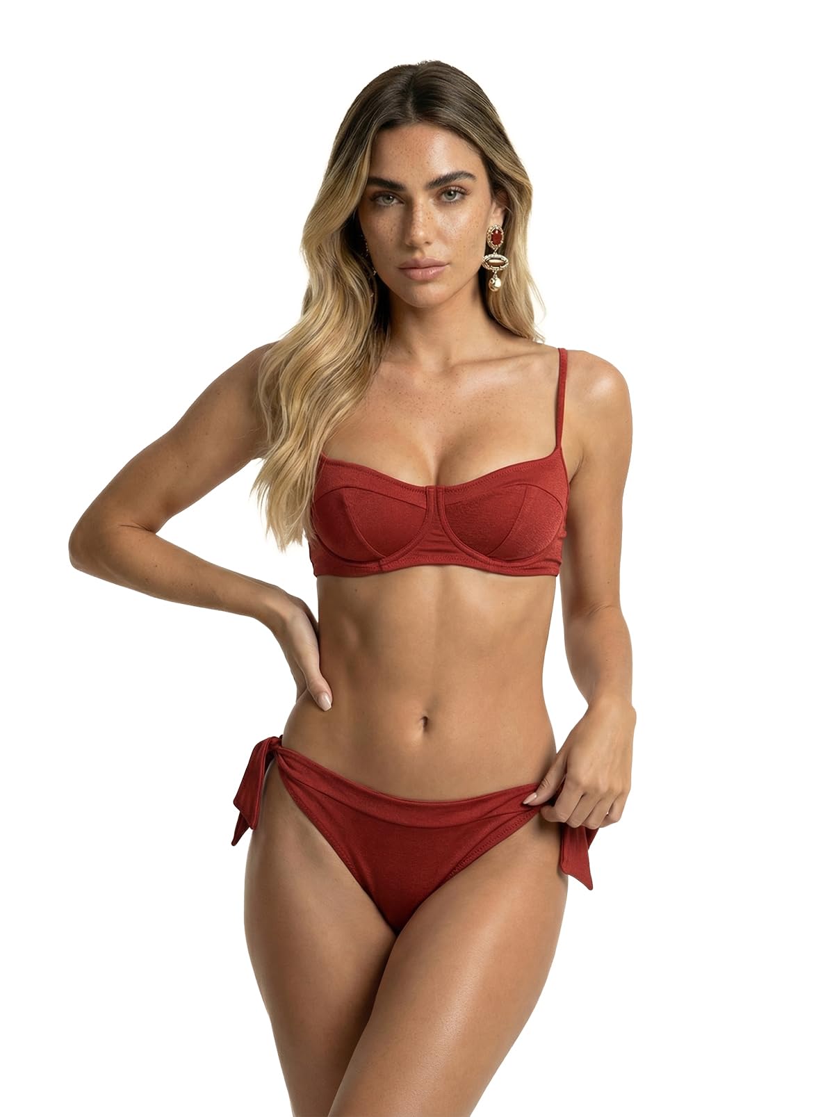 F**K Bikini Donna Reggiseno con Ferretto e Slip Regolabile Ruggine SW1804-RU
