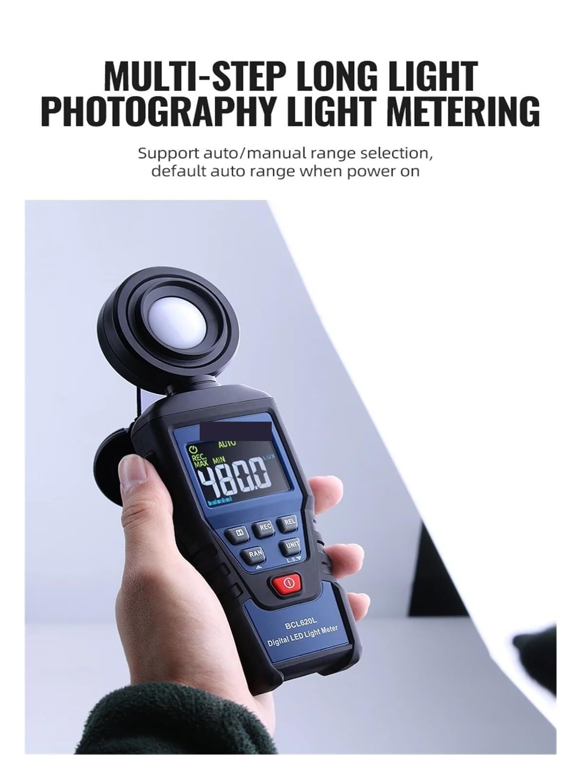 Medidor de luz Digital, Espectrómetro BCL620L Fotómetro Digital Iluminómetro Probador De Brillo Luxómetro Fotografía Iluminación Prueba Flujo Medidor Luz,fácil de Llevar