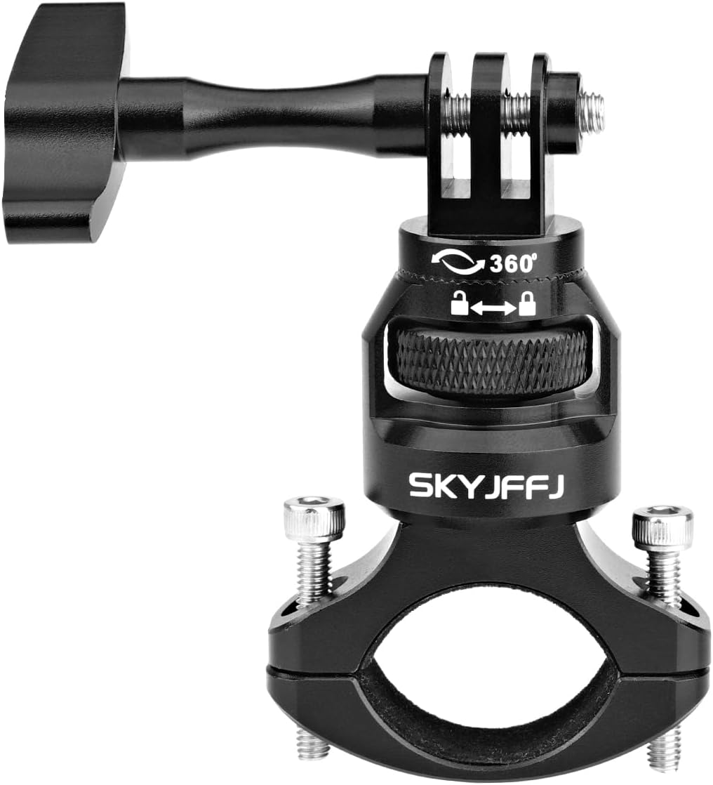 Bike Handlebar Mount for Gopro Hero 13 12 11 10 9 8 360 Degree Aluminium Alloy Motorcycle Camera Mount for DJI Osmo Insta360 AKASO and Other Action Camera