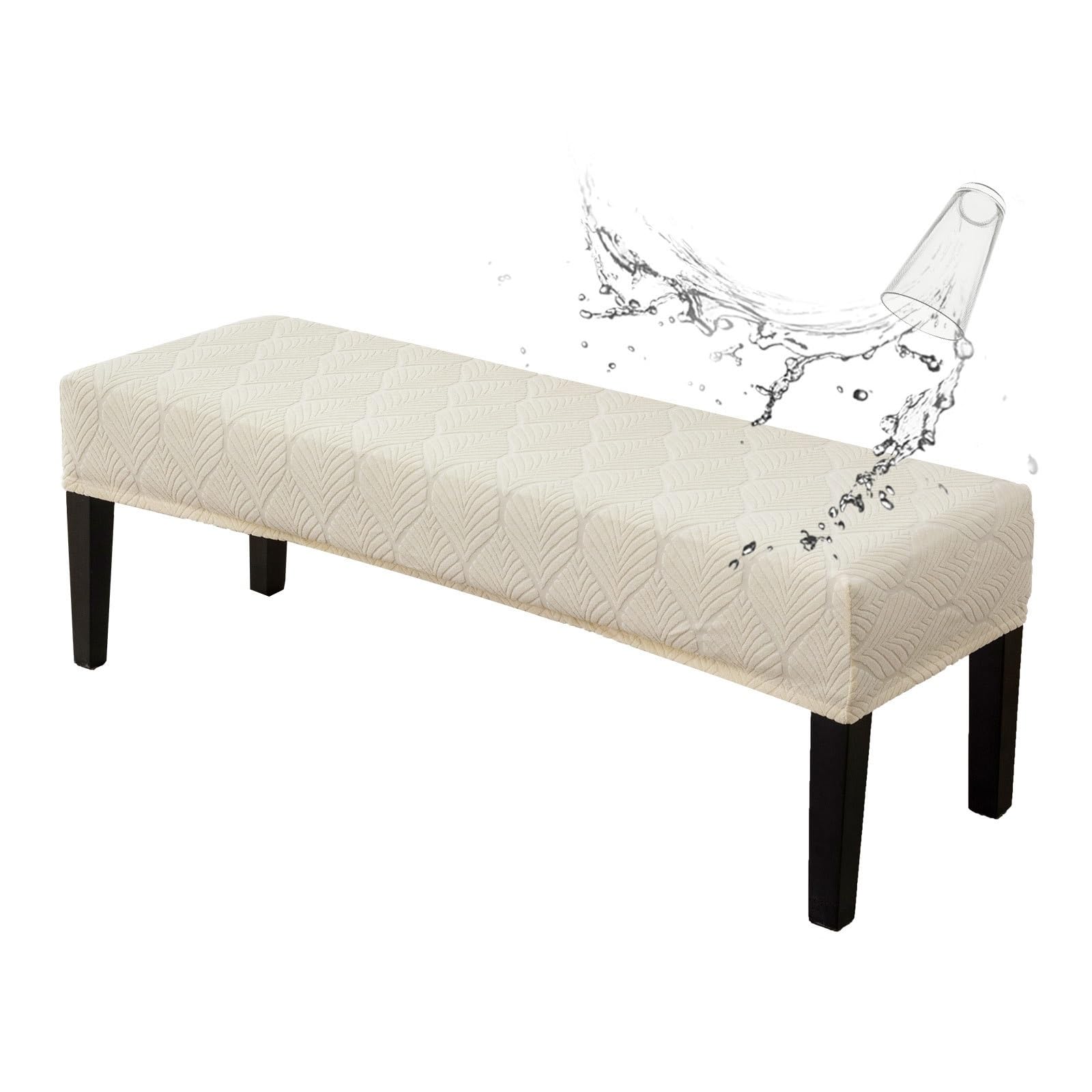 Funda elástica para banco de comedor pack de 4 unidades protector lavable para asiento beige