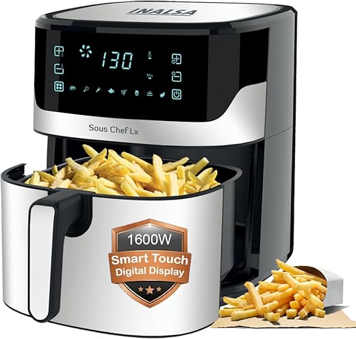 INALSA Air Fryer for Home 6.5L Capacity-1600 W with Digital Control and 8 Preset Function|Quick Heat Circulation Variable Temp….