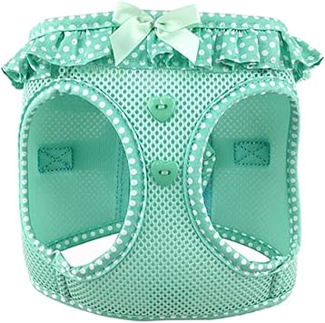 Doggie Design No Choke Dog Harness - Simple Step-in and Go Dog Vest for Small, Medium, and Large Breeds - Breathable Mesh Polyester Pet Harness - Teal Polka Dot - S