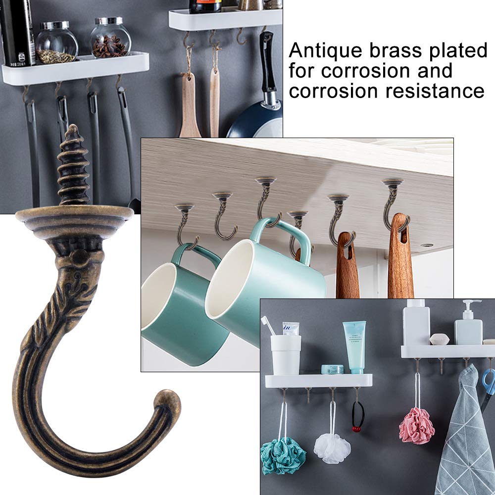 20PCS Ganci a vite per soffitto a parete vintage, ganci a vite per soffitto Ganci per tazza per utensili da cucina da giardino (bronzo)