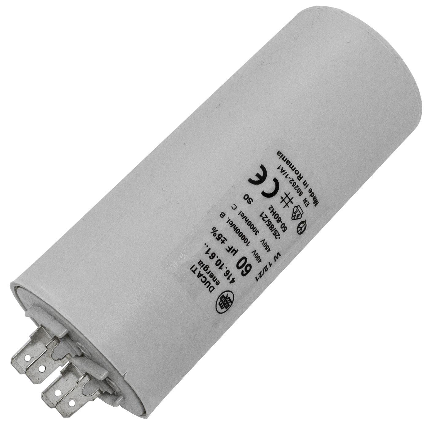 Lumonic condensatore di avviamento 416.10.93 A [incl. spina 6,3x0,8mm] | condensatore motore 60µF 400V 50x117mm I condensatore in custodia di plastica