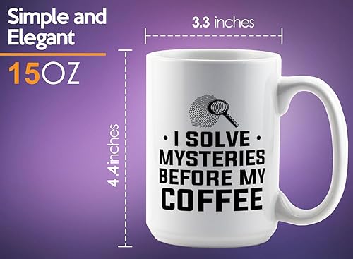 Miniatura 6 de Taza de café detective de 15 onzas, color blanco, I solve mysteries, oficial de policía, policía, patrulla, detective, policía, policía, policía,
