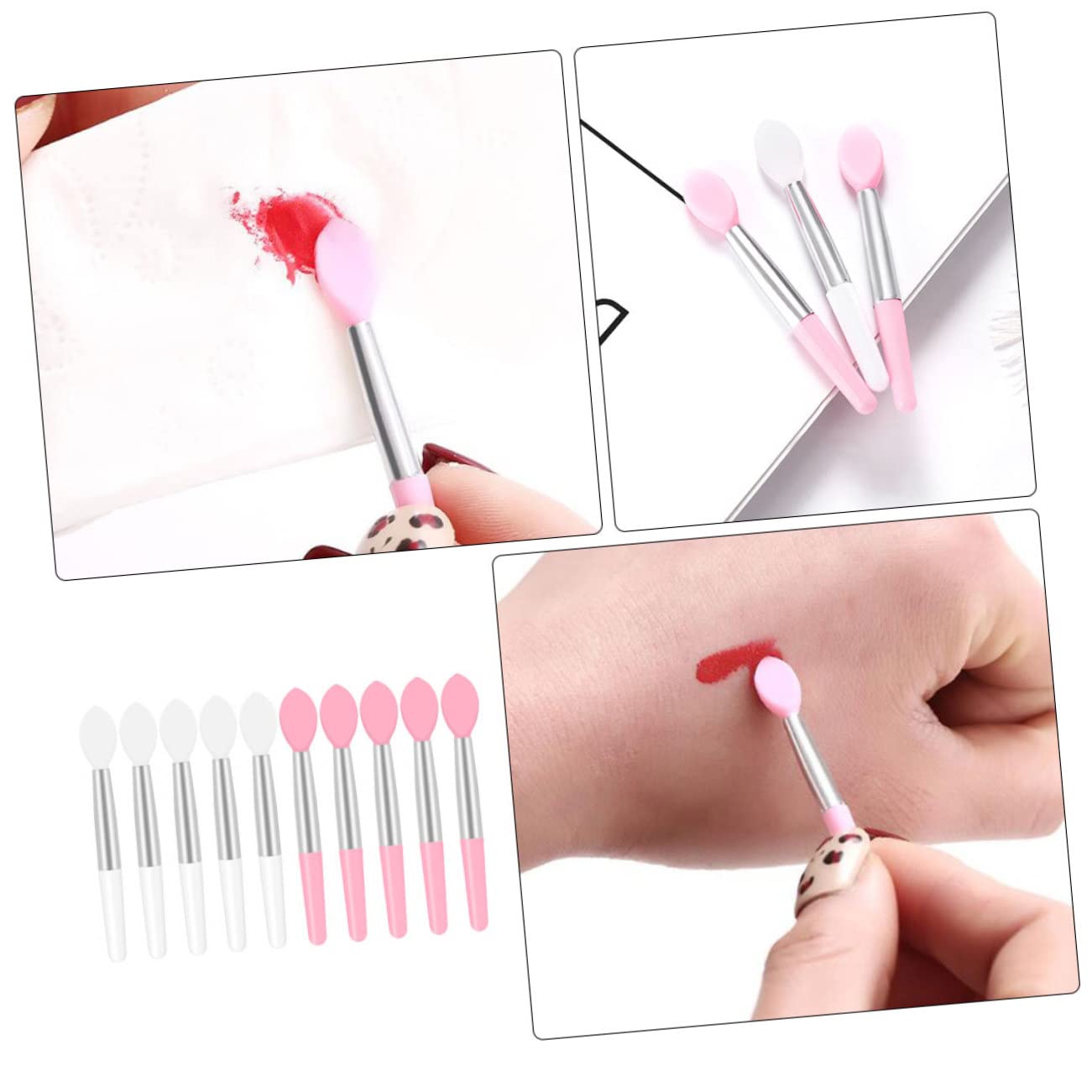CALLARON 10Pcs Portable Mini Lip Brush Soft Lipstick Applicators for Precise Makeup for Daily Use Travel Includes Brushes