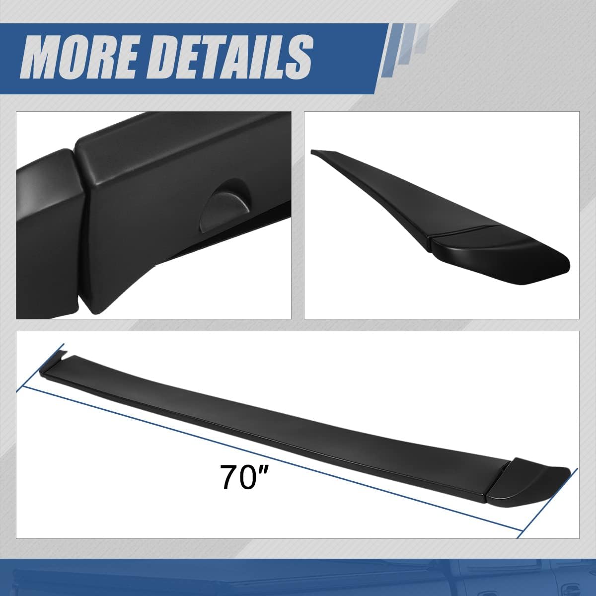 Auto Dynasty 3-Piece Intimidator Style Rear Truck Bed Tailgate Spoiler Cap Molding Top Protector Compatible with Chevy Silverado GMC Sierra 1500 Fleetside Bed 99-07, Matte Black