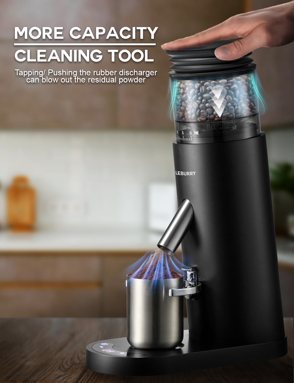 Molinillo de café portátil – Molinillo de café espresso recargable con molino de acero inoxidable con 60 ajustes de molienda ajustables