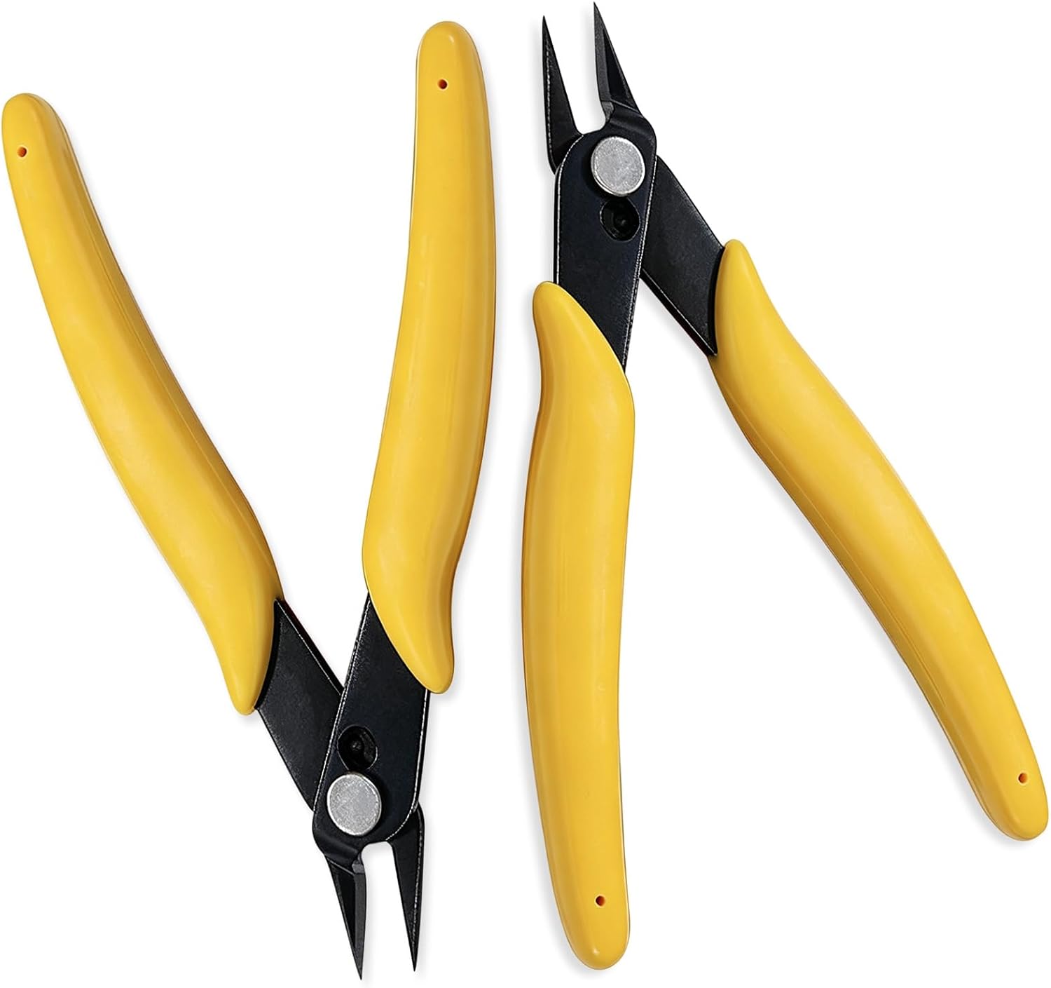 2 Pack 5 Inch Spring Loaded Micro Flush Cutters, Precision Diagonal Side Cutters, Mini Wire Nippers for Jewelry Making, Plastic Models, Zip Ties, Electronics and 3D Printing