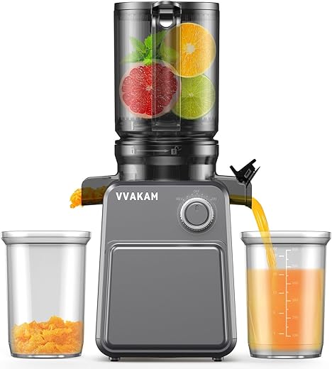 Cold Press Juicer, Masticating Juicer Machines Fit Whole Vegetables & Fruits, Slow Masticating Juicers with 4.4'' Large Feed Chute, Easy to Clean, High Juice Yield - 250W