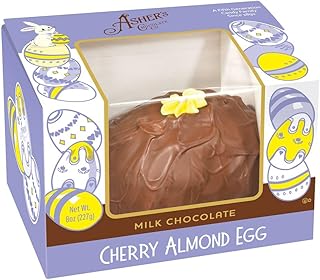 Asher's Chocolates, Window Boxed Eggs, Chocolate Covered Eggs, Large, Decorative Eggs, Spring Themed, Small Batches of Kosher Chocolate, Family Owned Since 1892 (8oz, Milk Chocolate, Cherry Almond)