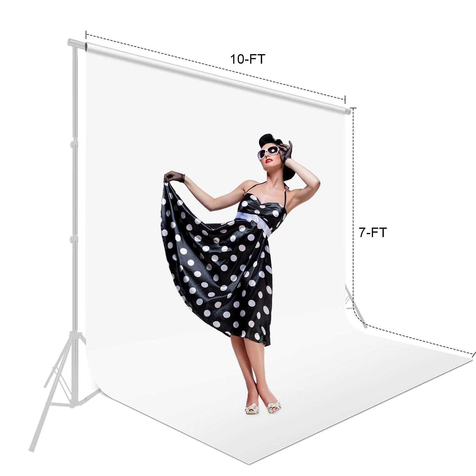 7 x 10 ft White Backdrop Background Chromakey Cloth for Photography