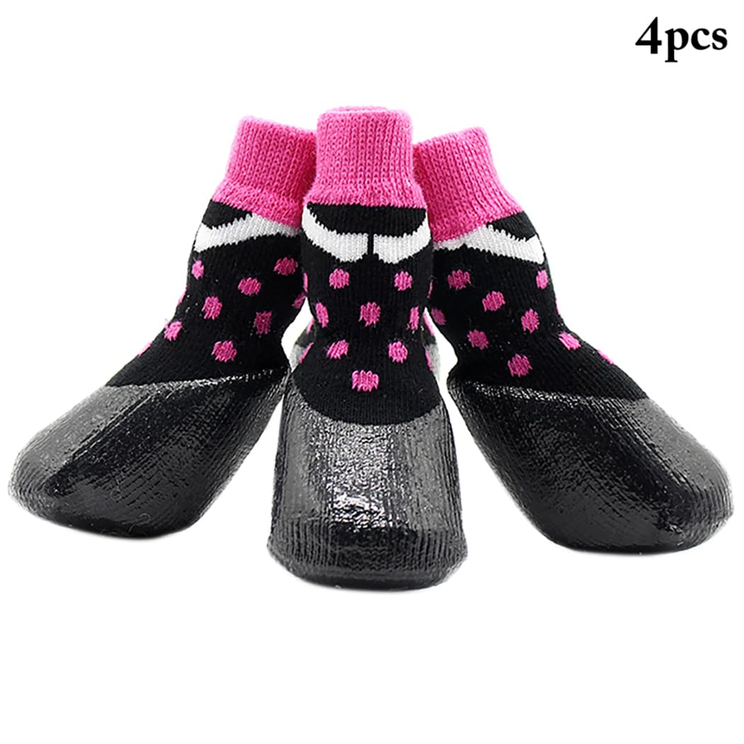 Large Dog Socks with Dots, 4-Pack Elastic Paw Protectors for Dogs