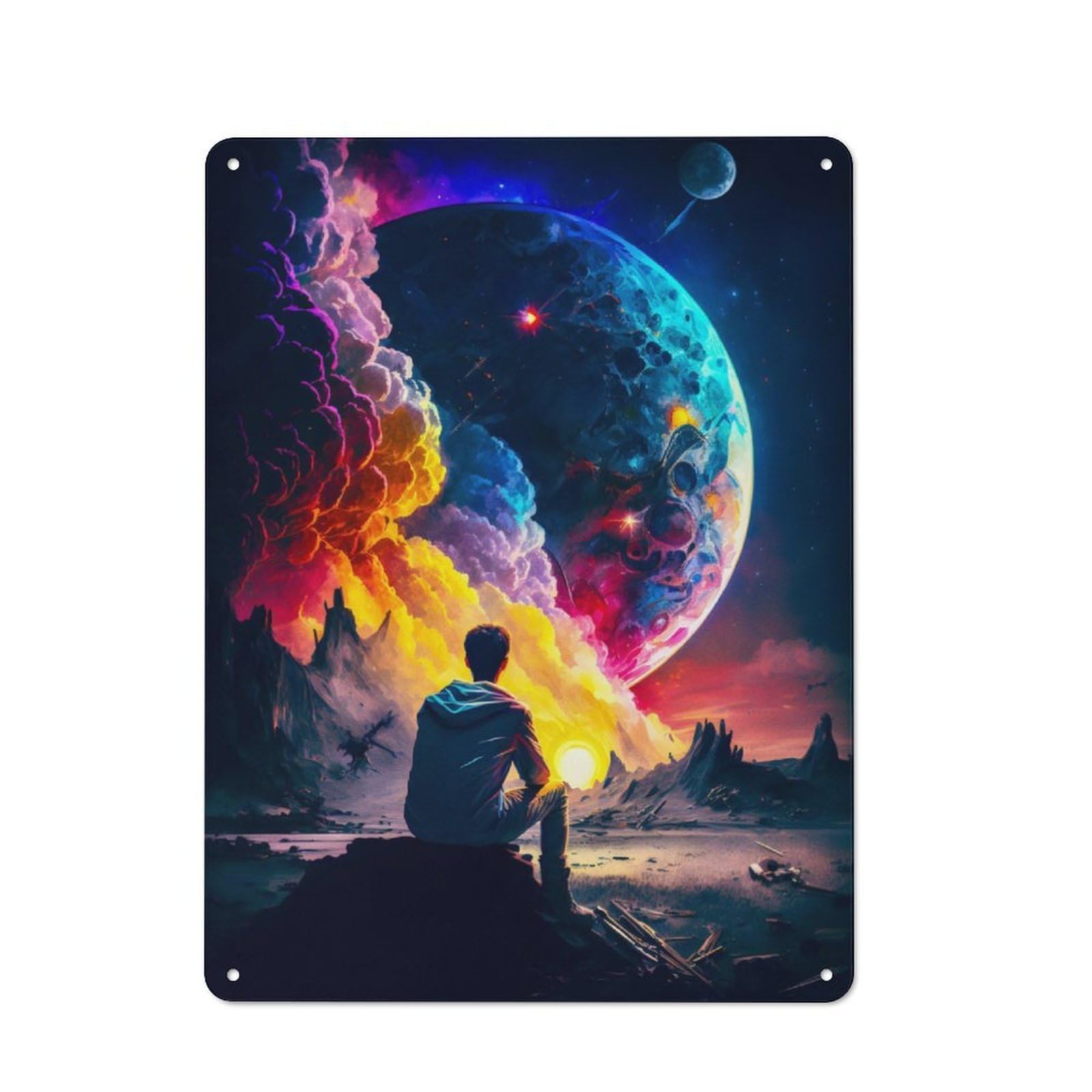 Junmoney Sat Contemplating 1 Retro Metal Wall Sign 40X30cm With For Garage Wall, A Decorative Metal Sign For Garages And Workshops