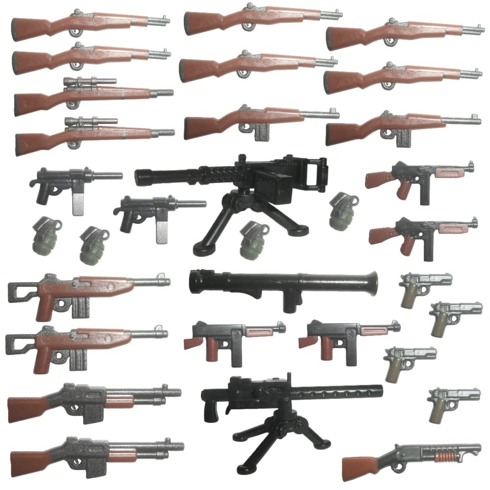 BrickArms WW2 Waffenset – 22 Teile, Kompatibel Mit Klemmbaustein-Figuren, Waffen & Helme Aus WWII