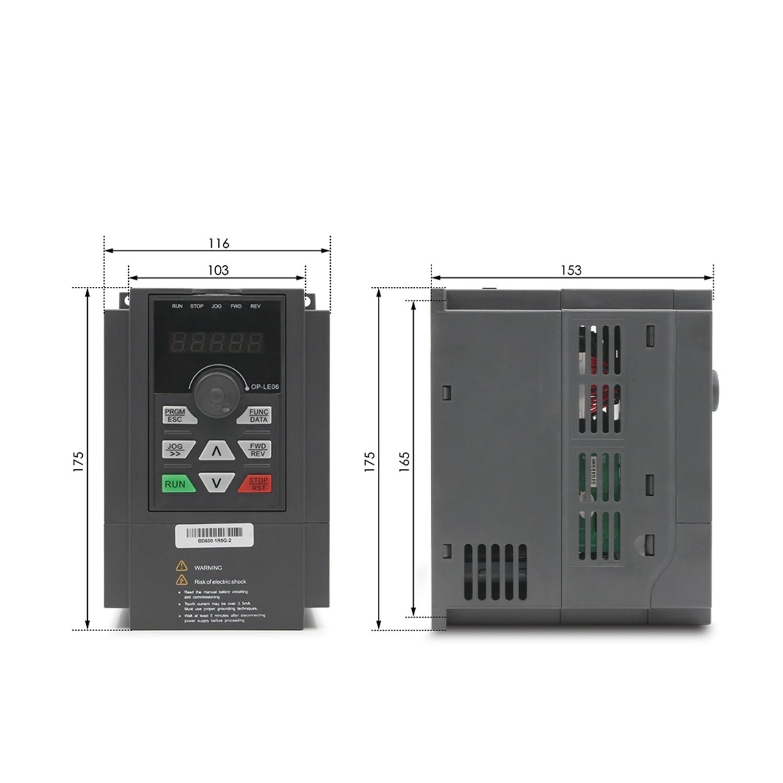 1.5KW BD600 Inverter 220v/380v Azionamento a frequenza variabile Uscita trifase Controllo velocità Motore 0-1000Hz vettoriale