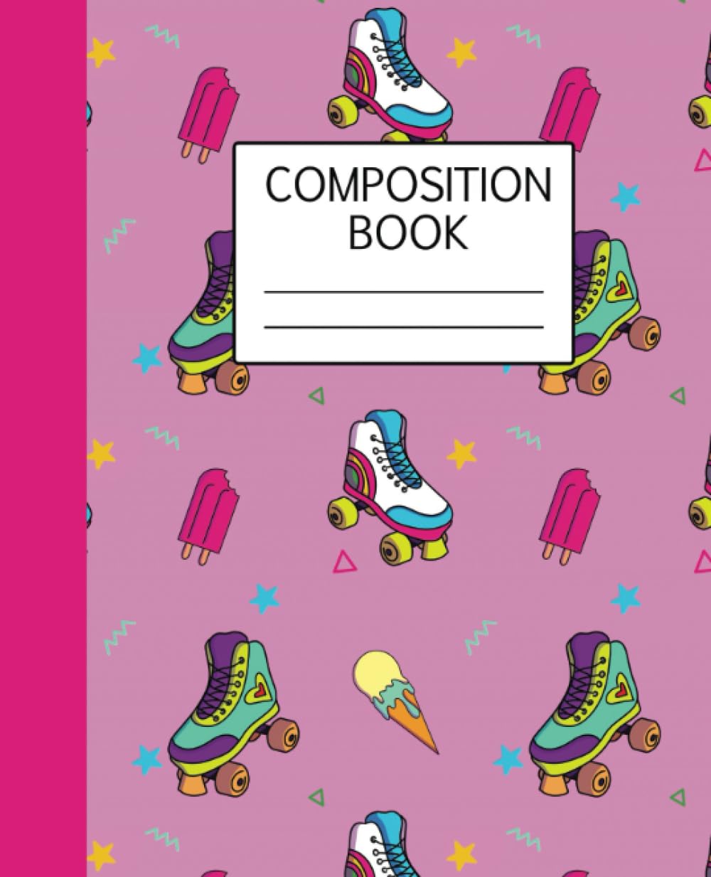 Fun Cute Roller Skate Wide Ruled Composition Book