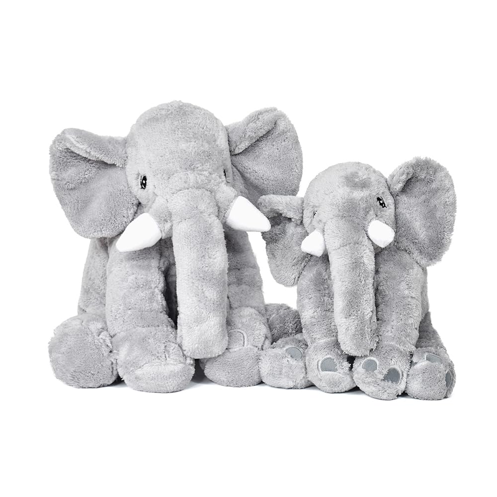 Peluche éléphant XXL – Coussin doux en peluche éléphant – Peluche mignonne en matériau doux, compagnon de sommeil et décoration (gris)