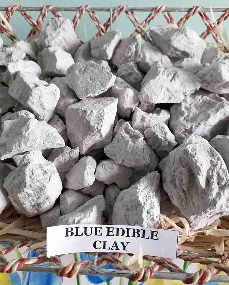 Clay Edible Blue, Crimean Clay, (8 Oz) Blue Edible Clay, Clay Natural, Chunks (lump) Natural for Eating (Food)