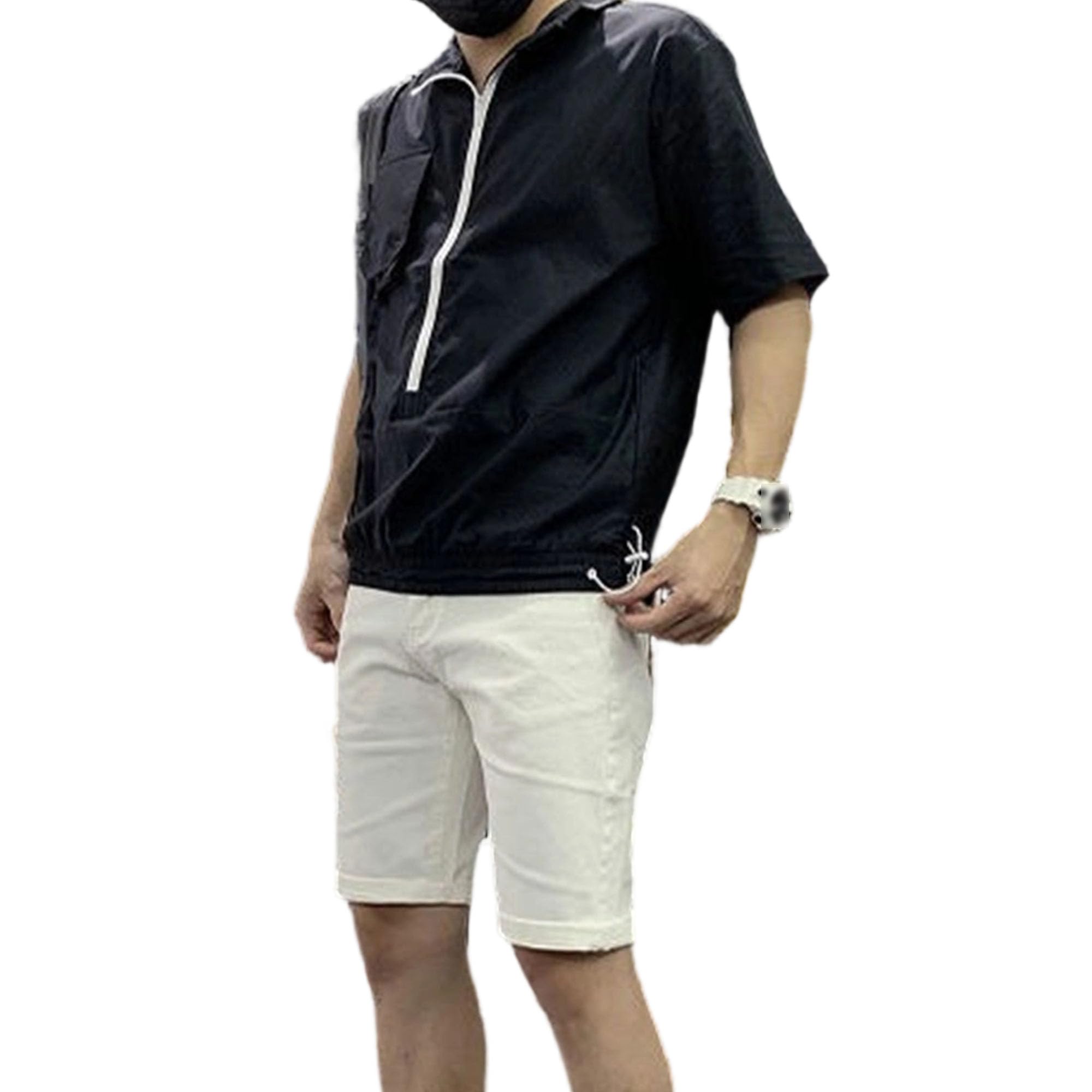 Short droit pour homme avec ourlet resserré, taille mi-haute, style décontracté