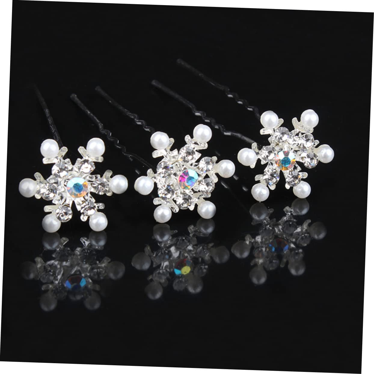 Housoutil 50 Pcs horquilla de pelo de de nieve cabello rosa accesorios para el cabello de mujer horquillas de diamantes de imitación pasador de pelo de la boda pasador de pelo nupcial