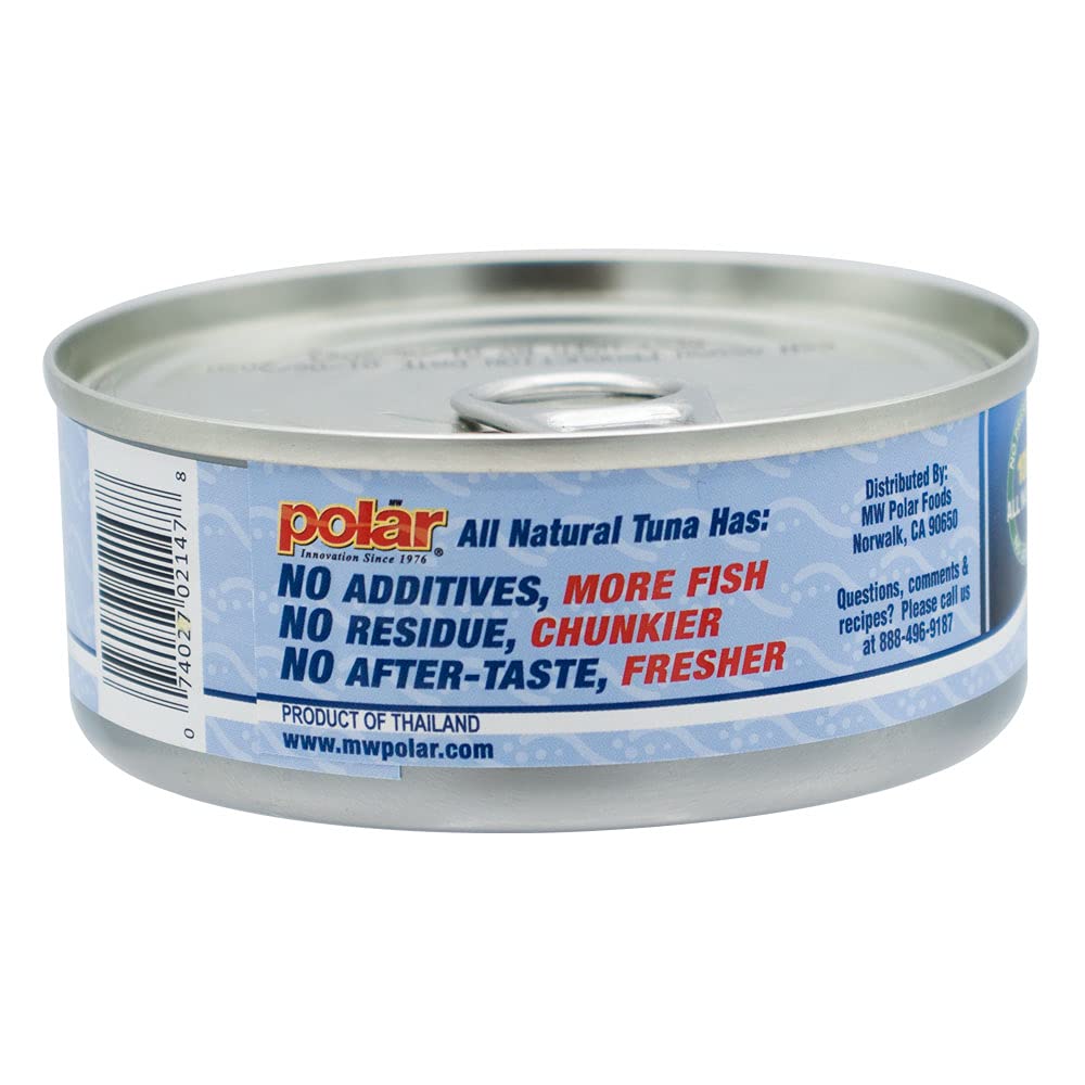 MW Polar All Natural SOLID WHITE TUNA in Water, Easy Open Can, Wild Caught, Sustainable Fishing, Dolphin Safe, Tender, No Preservatives/Residue, Gluten Free, Lean Protein, Kosher, 5oz (Pack of 12)