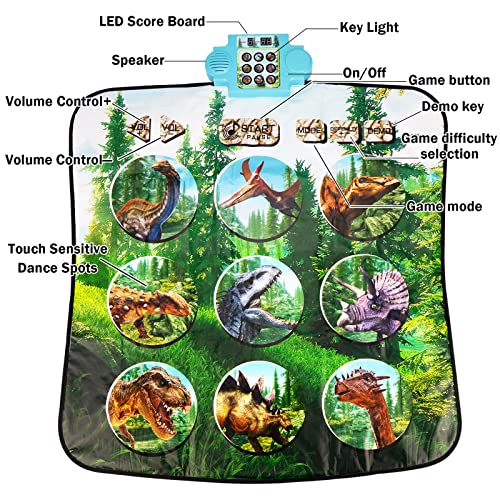 Dance Mat For Kids Ages 4-8 Boy Girl Birthday Toys Gifts Electronic Musical Dance Pad Game,9 Game Modes Including 3 Challenge Levels,Step Play Mats Dancing Floor Game With Led Lights,Adjustable Volume #TOP2