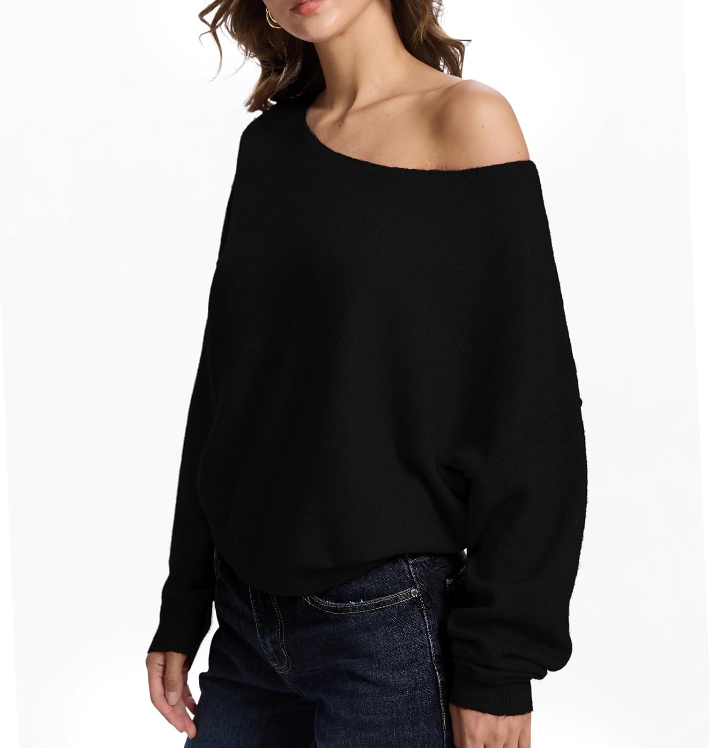 FAlABLE Women's Sweater Off Shoulder & Boat Neck Oversized Long Sleeve Pullover Cozy Knit Fall Winter Casual Tops - Image 5