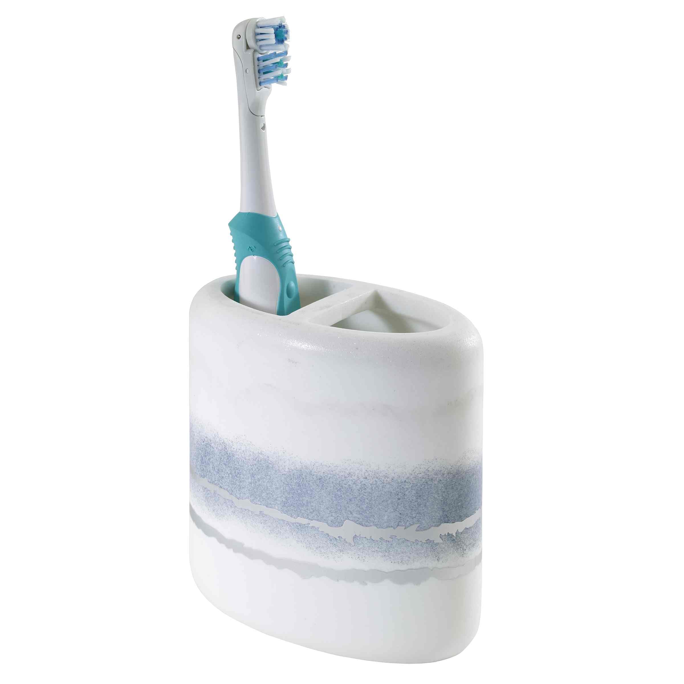 Jonathan Adler - Soporte para Cepillo de Dientes, Accesorios de encimera de Resina, decoración del hogar de mármol (The Now House Collection, Plateado)