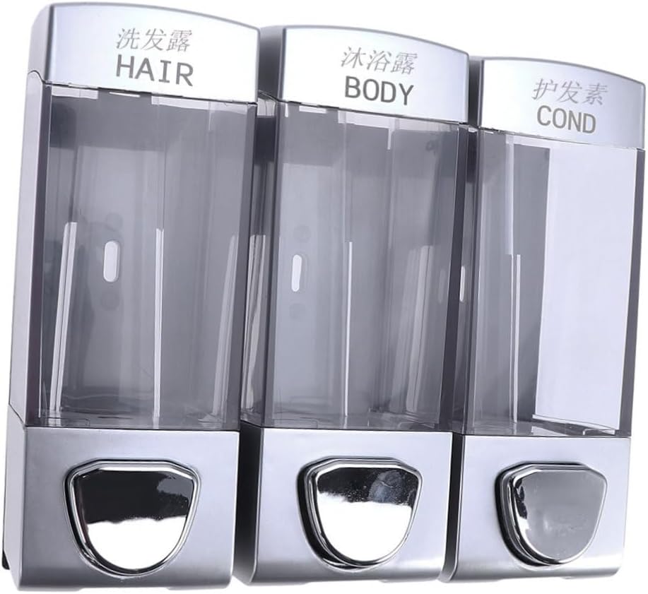 Wall-Mounted Soap Dispenser Three Outlets Shampoo and Conditioner Pump for Bathroom Shower Easy Installation for Liquid Soap and Lotion Storage