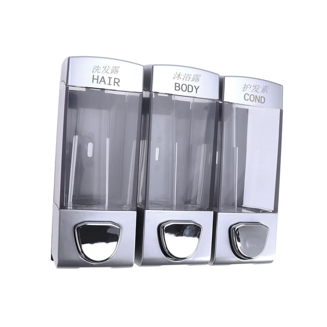 Dispenser Sapone da Muro con Tre Uscite in Plastica | Bagno e Hotel, Installazione Semplice, Erogatore per Shampoo, Gel e Balsamo