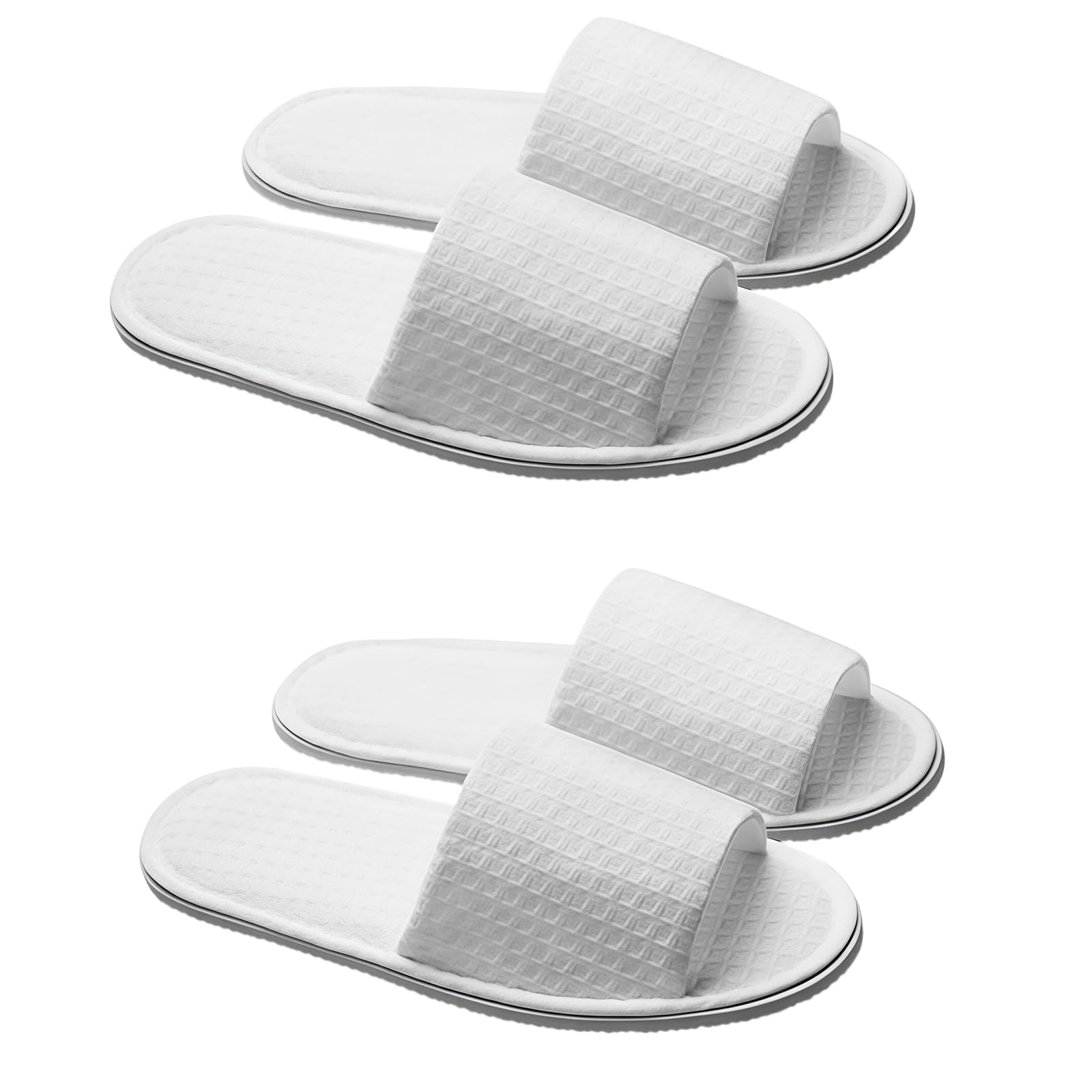 ericotry 2 Pairs Open Toe Spa Slippers White Spa Hotel Guest Slippers Luxury Soft Hotel Home Guest Slippers Fit Most Men and Women for Travel