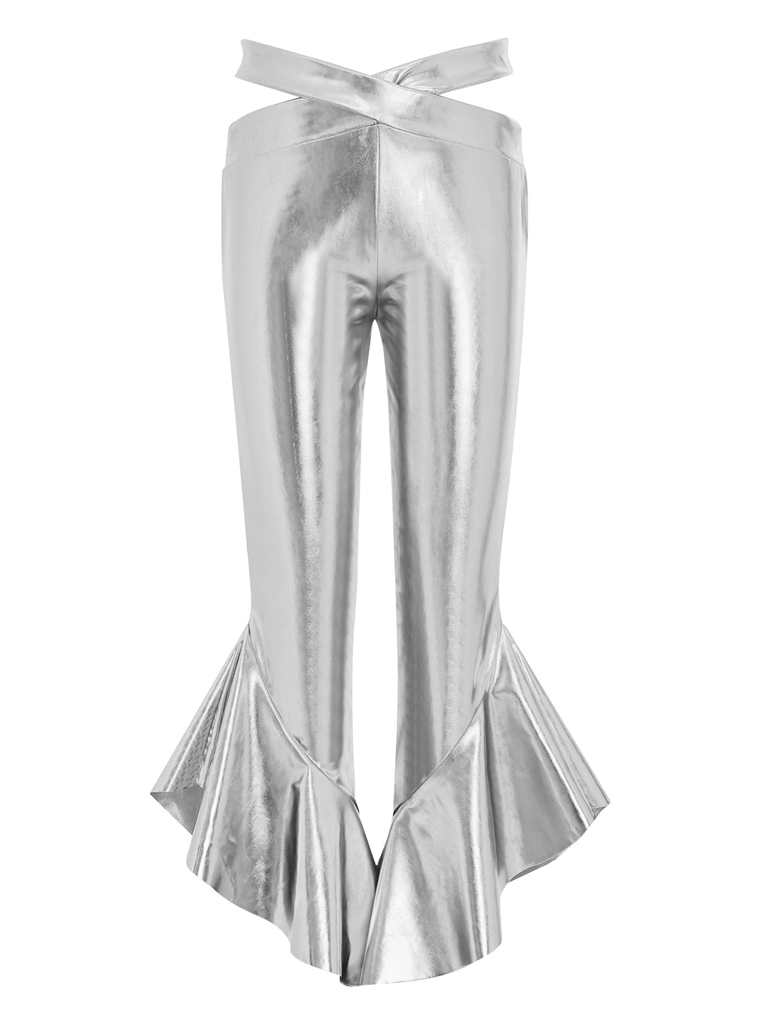 MSemis Enfants Ensemble Hip Hop Enfant Fille Tenues De Danse Avec Paillettes Pour Filles Ensemble Pantalons Danse Jazz Pour Filles Party Argent 15-16 ans