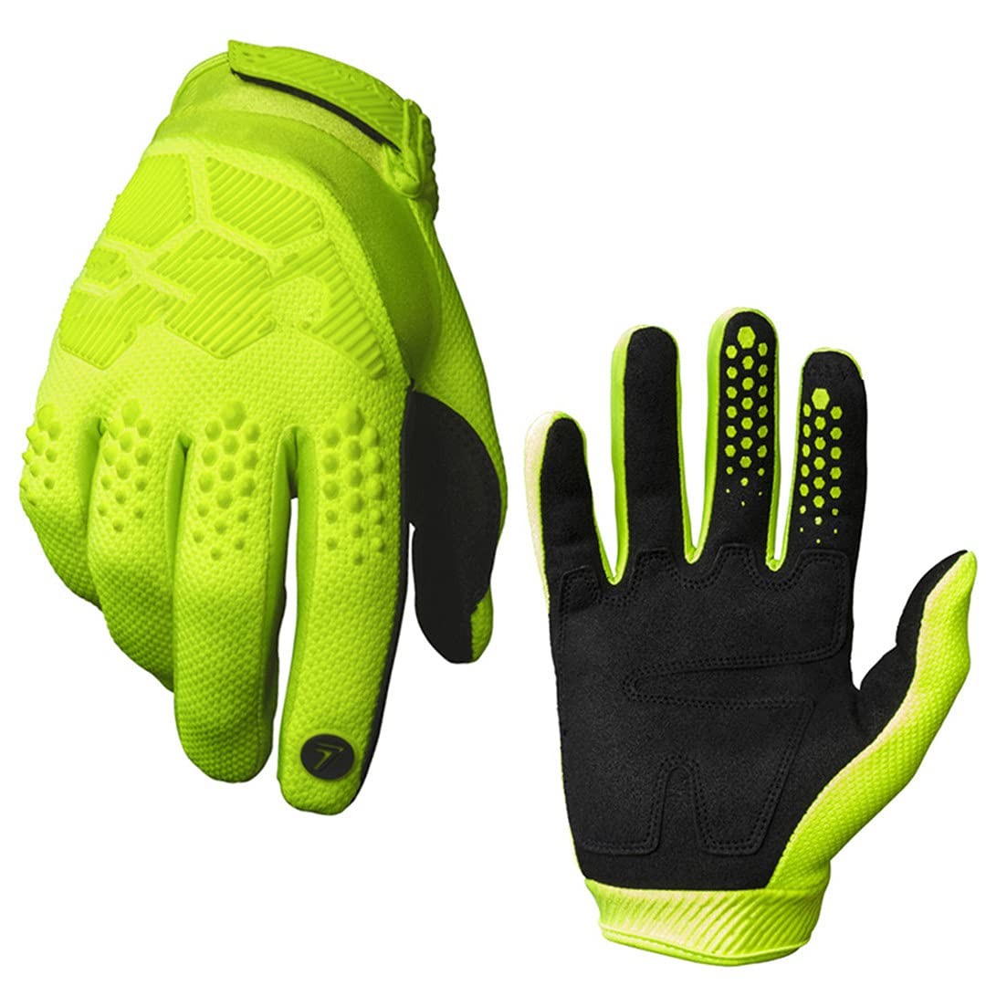 Guantes de Moto, Guantes de Bicicleta de montaña, Guantes de Bicicleta Todoterreno, Guantes de Carreras de Motos (Color : Fluo Yellow, Size : XL)