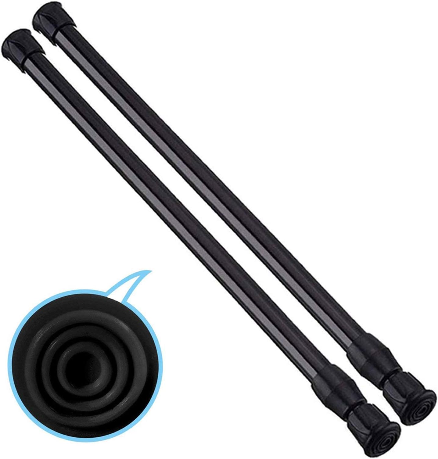 2 Pack Small Tension Rods 15.7 in to 28 Curtain Rods Window Rods in Extendable Width Spring Cupboard Bars for Kitchen Utensils, Closet, and Cabinet, Fit in The Spaces to Stay Up