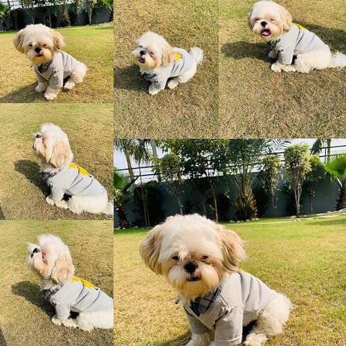 Image of Lulala Dog Shirts Clothes with Tie Print, Soft and Breathable Pet Apparel Outfits for Small Medium Large Dog Clothes Cozy Casual Fashion Costume (Grey,14Inch)