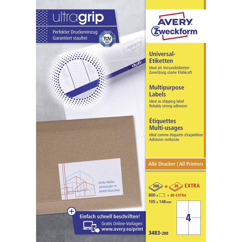 Avery Etichette autoadesive multiuso 200 fogli 105x148 bianco