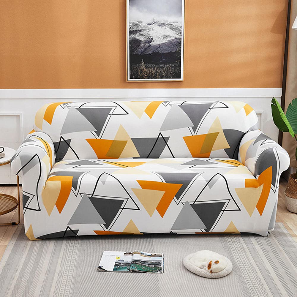 Stretch Sofa Slipcover Fitted Furniture Protector Print Sofa Cover Stylish Couch Cover with 2 Pillow Cases for Loveseats/Sofas/Sectional Couches-007_4-Seater(235-300cm/92-118inch)