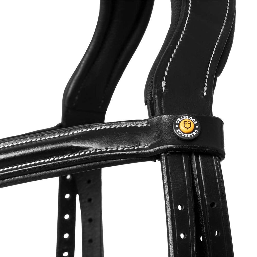 Testiera Anatomica in Pelle rialzata e Imbottita Pony, Nero