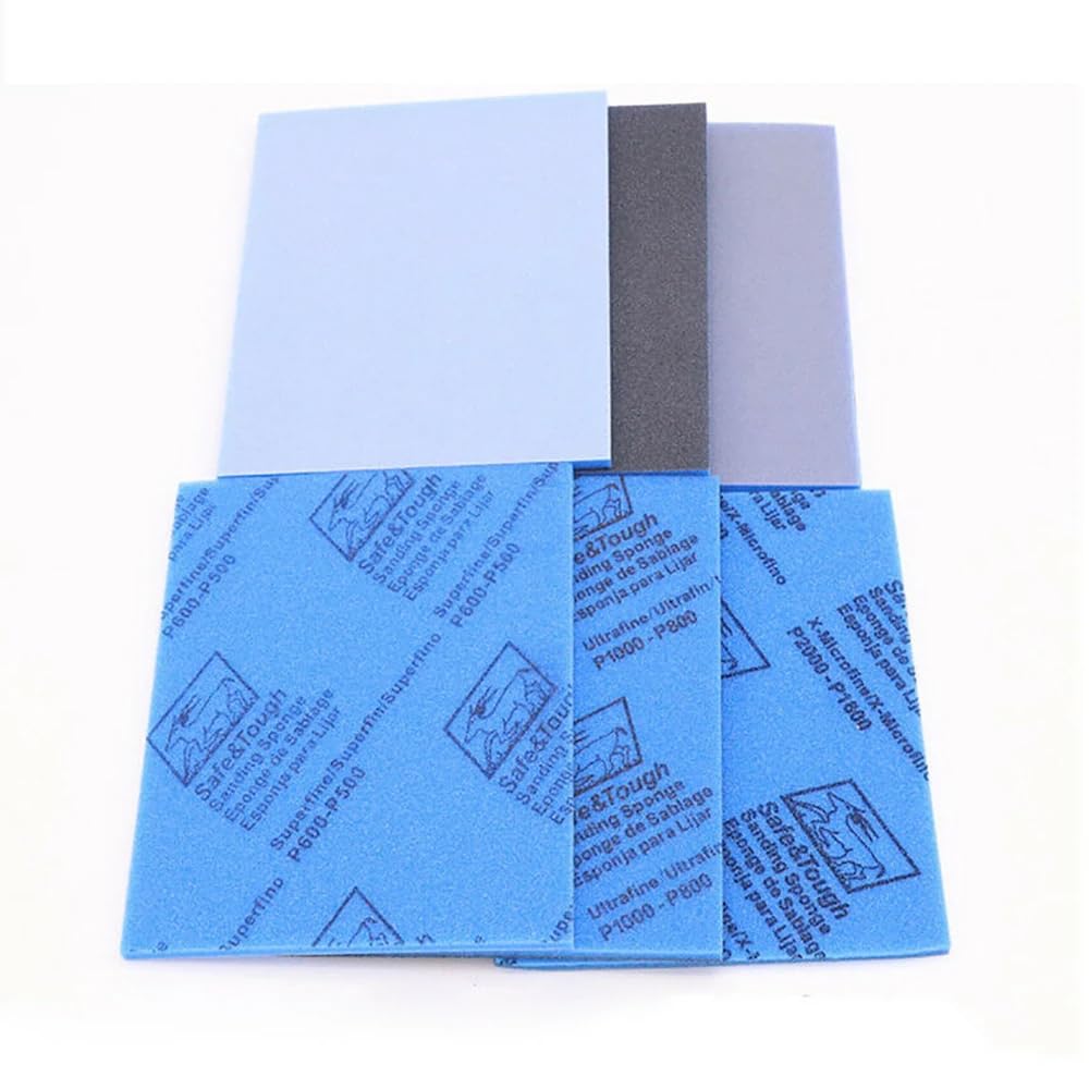 Abrasive Sanding Sponge Foam Block Pad Dry and Wet Flexible Sandpaer Various Grade for Wood Metal Plastic Craft Model Polishing,500-600 Grit