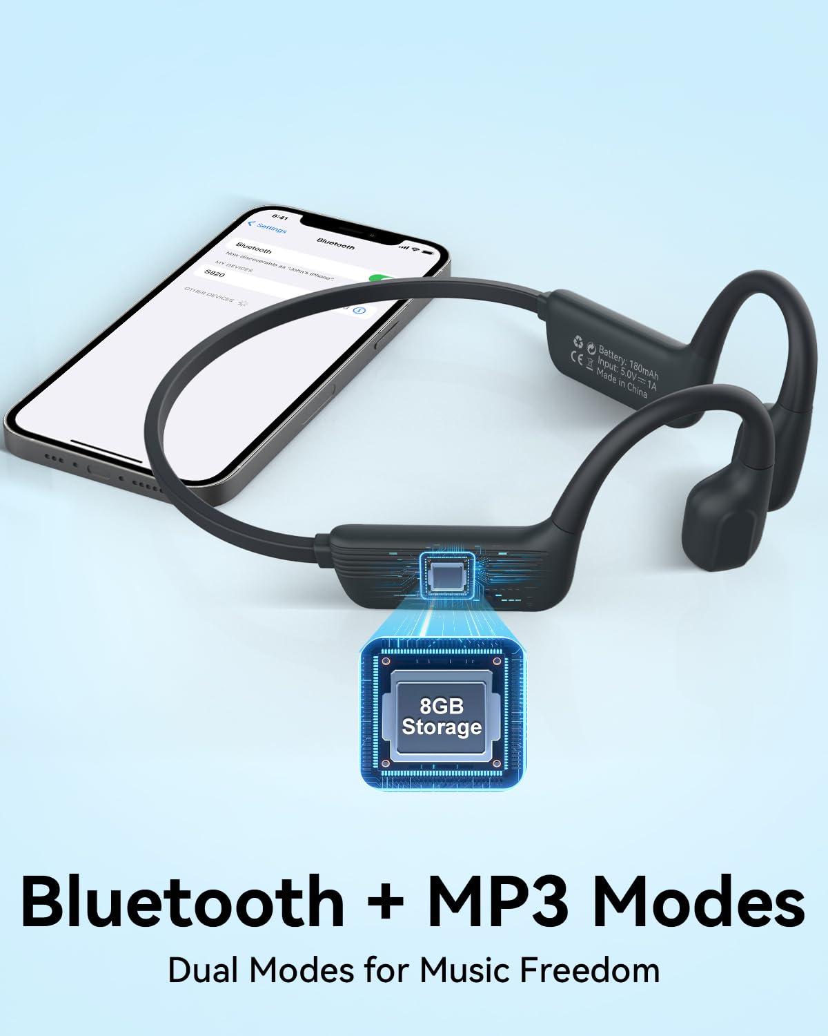 MONODEAL Casque Conduction Osseuse, Ecouteur-Natation Waterproof Bluetooth 5.4 IP68 MP3 Etanche Piscine 8GB, Ecouteurs sans Fil Sport Ecouteur Piscine