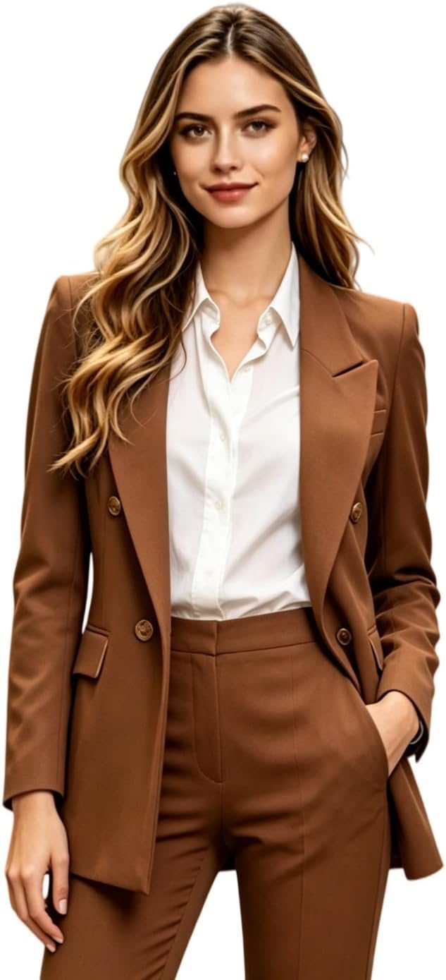2 PC Double Breasted Women Suit Peak Lapel Business Suit for Work Professional Prom Outfit