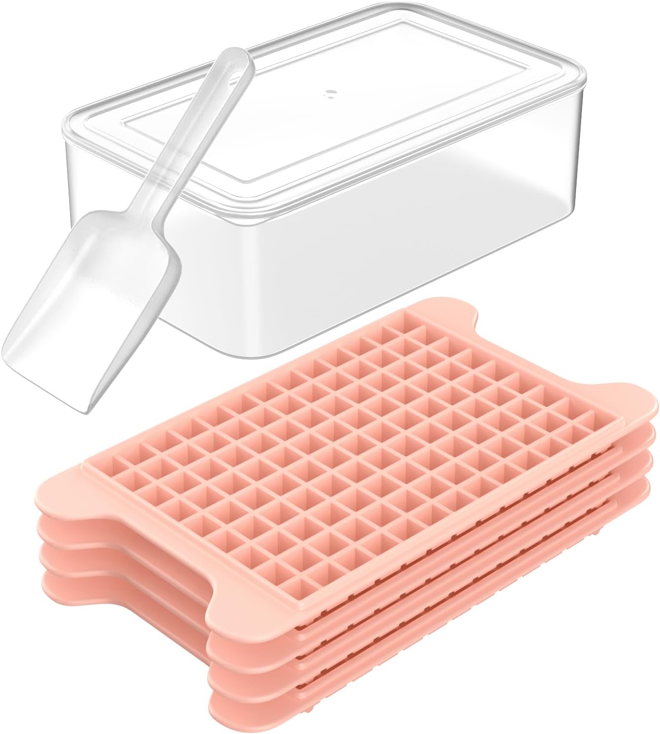Mini Ice Cube Tray for Freezer: Small Ice Trays for Freezer with Bin - 135×4PCS Easy Release Nugget Ice Tray - Crushed Ice Tray with Ice Container