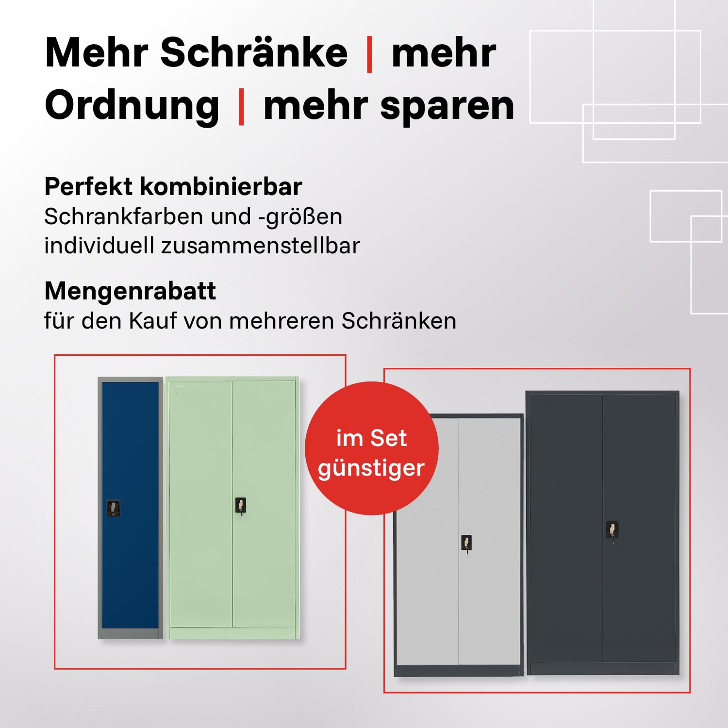 LagerZwei Mehrzweckschrank 185x90x40cm I Metallschrank, 4 Fachböden I Aktenschrank, abschließbar I Robuster Allzweckschrank als Werkstattschrank & Büroschrank I Stahlschrank blau-weiß