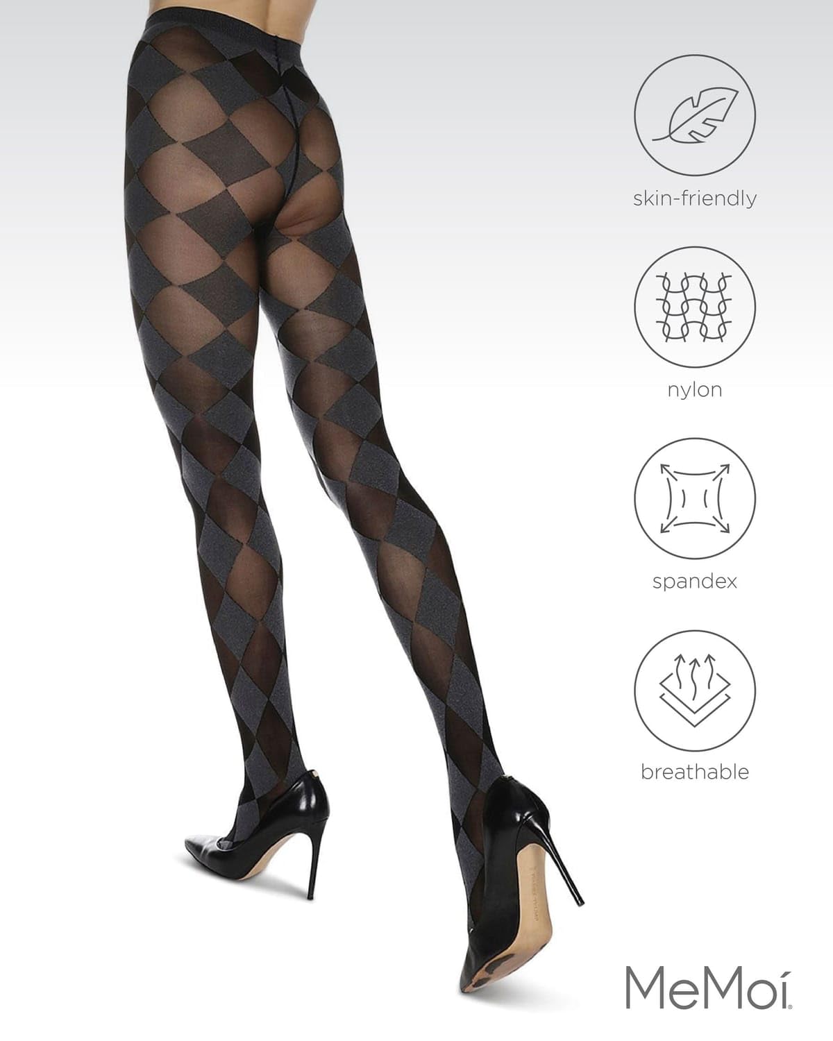 Women's Cozy Opaque Contrasting Diamond Patterned Tights